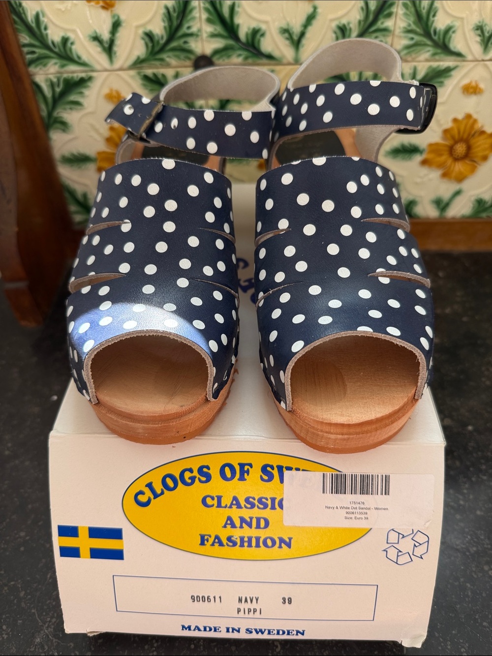 Clogs of Sweden Navy Polka Dot Women's Clogs - Pippi